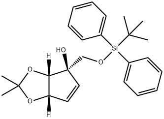 (3aS,4R,6aS)-4-((tert-butyldiphenylsilyloxy)methyl)-2,2-dimethyl-4,6a-dihydro-3aH-cyclopenta[d][1,3]dioxol-4-ol Struktur