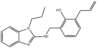 2-(prop-2-en-1-yl)-6-{[(1-propyl-1H-benzimidazol-2-yl)amino]methyl}phenol Struktur