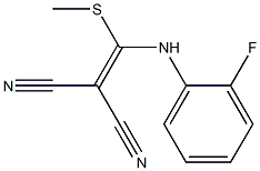 2-[[(2-fluorophenyl)amino]-methylsulfanyl-methylidene]propanedinitrile Struktur