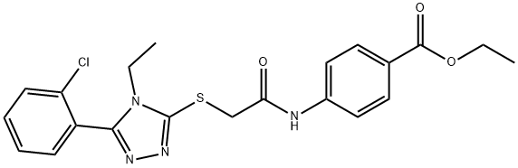 ethyl 4-[({[5-(2-chlorophenyl)-4-ethyl-4H-1,2,4-triazol-3-yl]sulfanyl}acetyl)amino]benzoate Struktur