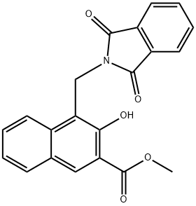 4-(1,3-Dioxo-1,3-dihydro-isoindol-2-ylmethyl)-3-hydroxy-naphthalene-2-carboxylic acid methyl ester Struktur