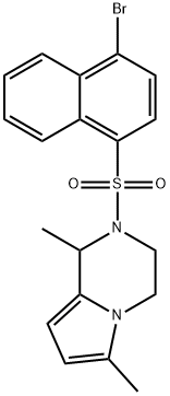 2-[(4-bromonaphthalen-1-yl)sulfonyl]-1,6-dimethyl-1,2,3,4-tetrahydropyrrolo[1,2-a]pyrazine Struktur