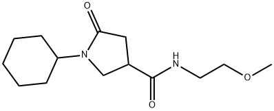 1-cyclohexyl-N-(2-methoxyethyl)-5-oxopyrrolidine-3-carboxamide Struktur