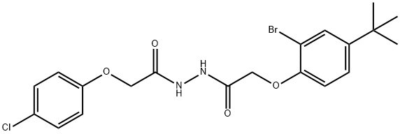 2-(2-bromo-4-tert-butylphenoxy)-N'-[(4-chlorophenoxy)acetyl]acetohydrazide Struktur