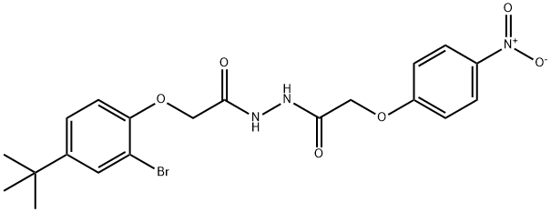 2-(2-bromo-4-tert-butylphenoxy)-N'-[(4-nitrophenoxy)acetyl]acetohydrazide Struktur