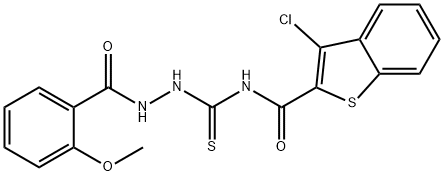 3-chloro-N-{[2-(2-methoxybenzoyl)hydrazino]carbonothioyl}-1-benzothiophene-2-carboxamide Struktur