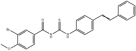 3-bromo-4-methoxy-N-({[4-(2-phenylvinyl)phenyl]amino}carbonothioyl)benzamide Struktur