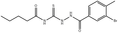 N-{[2-(3-bromo-4-methylbenzoyl)hydrazino]carbonothioyl}pentanamide Struktur