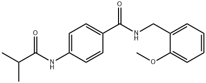 N-[(2-methoxyphenyl)methyl]-4-(2-methylpropanoylamino)benzamide Struktur