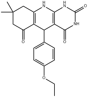 5-(4-ethoxyphenyl)-8,8-dimethyl-5,8,9,10-tetrahydropyrimido[4,5-b]quinoline-2,4,6(1H,3H,7H)-trione Struktur