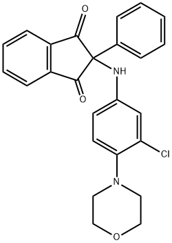 2-{[3-chloro-4-(morpholin-4-yl)phenyl]amino}-2-phenyl-1H-indene-1,3(2H)-dione Struktur