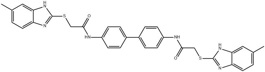 N,N'-biphenyl-4,4'-diylbis{2-[(5-methyl-1H-benzimidazol-2-yl)sulfanyl]acetamide} Struktur