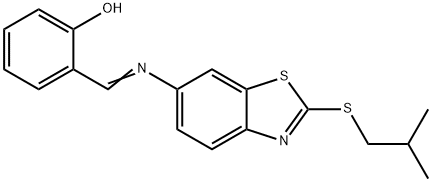 Phenol,2-[[[2-[(2-methylpropyl)thio]-6-benzothiazolyl]imino]methyl]- Structure