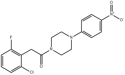 2-(2-chloro-6-fluorophenyl)-1-[4-(4-nitrophenyl)piperazin-1-yl]ethanone Struktur