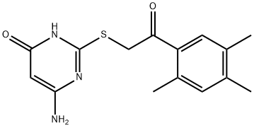 6-amino-2-[2-oxo-2-(2,4,5-trimethylphenyl)ethyl]sulfanyl-1H-pyrimidin-4-one Struktur