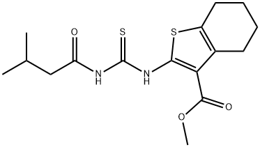 methyl 2-({[(3-methylbutanoyl)amino]carbonothioyl}amino)-4,5,6,7-tetrahydro-1-benzothiophene-3-carboxylate Struktur