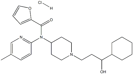 2-Furancarboxamide, N-[1-(3-cyclohexyl-3-hydroxypropyl)-4-piperidinyl]-N-(5-methyl-2-pyridinyl)-, hydrochloride Struktur