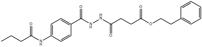 2-phenylethyl 4-[2-[4-(butanoylamino)benzoyl]hydrazinyl]-4-oxobutanoate Struktur