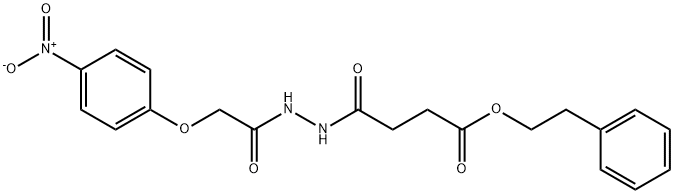 2-phenylethyl 4-{2-[(4-nitrophenoxy)acetyl]hydrazino}-4-oxobutanoate Struktur