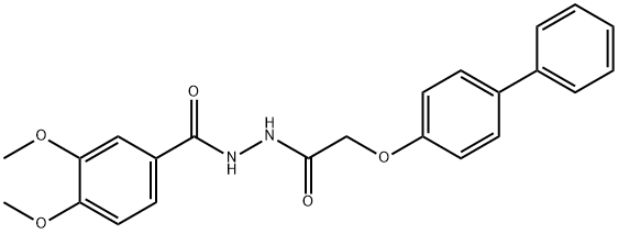 N'-[(4-biphenylyloxy)acetyl]-3,4-dimethoxybenzohydrazide Struktur