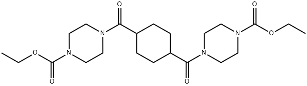 diethyl 4,4'-[1,4-cyclohexanediyldi(carbonyl)]di(1-piperazinecarboxylate) Struktur