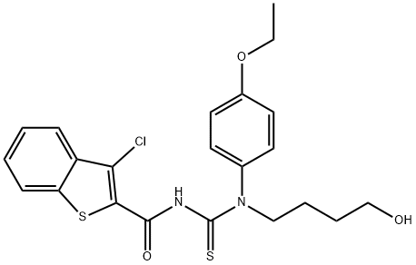 3-chloro-N-{[(4-ethoxyphenyl)(4-hydroxybutyl)amino]carbonothioyl}-1-benzothiophene-2-carboxamide Struktur