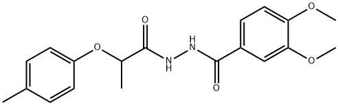 3,4-dimethoxy-N'-[2-(4-methylphenoxy)propanoyl]benzohydrazide Struktur