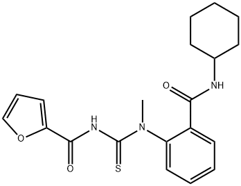 N-{[{2-[(cyclohexylamino)carbonyl]phenyl}(methyl)amino]carbonothioyl}-2-furamide Struktur