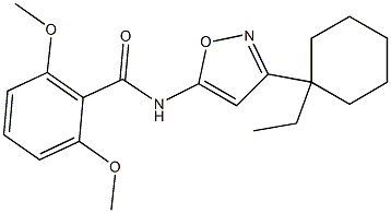 Benzamide, N-[3-(1-ethylcyclohexyl)-5-isoxazolyl]-2,6-dimethoxy- Struktur