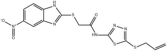 2-[(5-nitro-1H-benzimidazol-2-yl)sulfanyl]-N-[5-(prop-2-en-1-ylsulfanyl)-1,3,4-thiadiazol-2-yl]acetamide Struktur