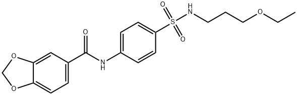 N-[4-(3-ethoxypropylsulfamoyl)phenyl]-1,3-benzodioxole-5-carboxamide Struktur