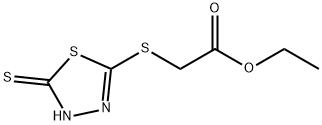 Acetic acid, [(4,5-dihydro-5-thioxo-1,3,4-thiadiazol-2-yl)thio]-, ethyl ester Struktur