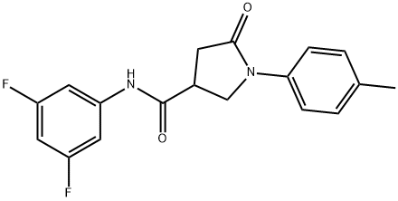 N-(3,5-difluorophenyl)-1-(4-methylphenyl)-5-oxopyrrolidine-3-carboxamide Struktur