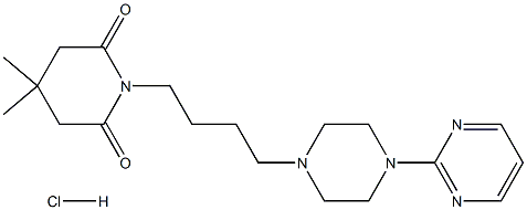 2,6-Piperidinedione,4,4-dimethyl-1-[4-[4-(2- pyrimidinyl)-1-piperazinyl]butyl]-,monohydrochloride Struktur