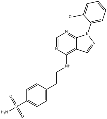 4-(2-((1-(2-chlorophenyl)-1H-pyrazolo[3,4-d]pyrimidin-4-yl)amino)ethyl)benzenesulfonamide Struktur