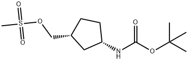 ((1R,3S)-3-((tert-butoxycarbonyl)amino)cyclopentyl)methyl methanesulfonate Struktur