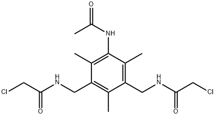 N-{3-Acetylamino-5-[(2-chloro-acetylamino)-methyl]-2,4,6-trimethyl-benzyl}-2-chloro-acetamide Struktur