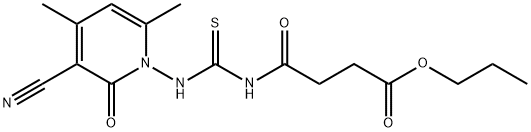 propyl 4-[(3-cyano-4,6-dimethyl-2-oxopyridin-1-yl)carbamothioylamino]-4-oxobutanoate Struktur