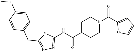 1-(furan-2-ylcarbonyl)-N-[5-(4-methoxybenzyl)-1,3,4-thiadiazol-2-yl]piperidine-4-carboxamide Struktur