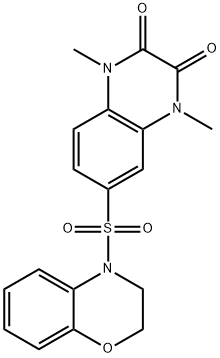 6-(2,3-dihydro-4H-1,4-benzoxazin-4-ylsulfonyl)-1,4-dimethyl-1,4-dihydroquinoxaline-2,3-dione Struktur