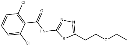 2,6-dichloro-N-[5-(2-ethoxyethyl)-1,3,4-thiadiazol-2-yl]benzamide Struktur