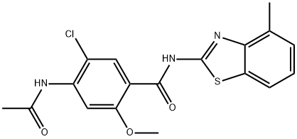 4-(acetylamino)-5-chloro-2-methoxy-N-(4-methyl-1,3-benzothiazol-2-yl)benzamide Struktur