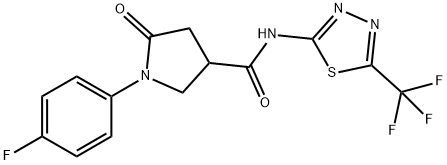 1-(4-fluorophenyl)-5-oxo-N-[5-(trifluoromethyl)-1,3,4-thiadiazol-2-yl]pyrrolidine-3-carboxamide Struktur