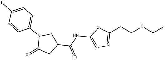 N-[5-(2-ethoxyethyl)-1,3,4-thiadiazol-2-yl]-1-(4-fluorophenyl)-5-oxopyrrolidine-3-carboxamide Struktur