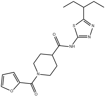 1-(furan-2-ylcarbonyl)-N-[5-(pentan-3-yl)-1,3,4-thiadiazol-2-yl]piperidine-4-carboxamide Struktur