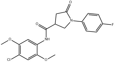 N-(4-chloro-2,5-dimethoxyphenyl)-1-(4-fluorophenyl)-5-oxopyrrolidine-3-carboxamide Struktur