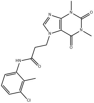 N-(3-chloro-2-methylphenyl)-3-(1,3-dimethyl-2,6-dioxopurin-7-yl)propanamide Struktur