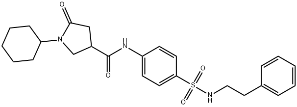 1-cyclohexyl-5-oxo-N-{4-[(2-phenylethyl)sulfamoyl]phenyl}pyrrolidine-3-carboxamide Struktur