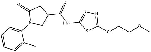 N-[5-(2-methoxyethylsulfanyl)-1,3,4-thiadiazol-2-yl]-1-(2-methylphenyl)-5-oxopyrrolidine-3-carboxamide Struktur