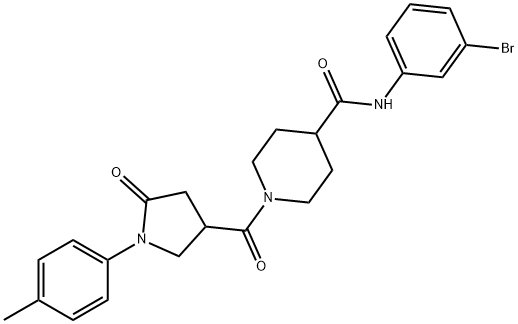 N-(3-bromophenyl)-1-[1-(4-methylphenyl)-5-oxopyrrolidine-3-carbonyl]piperidine-4-carboxamide Struktur